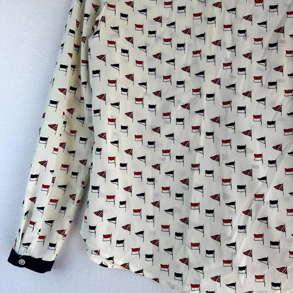 Talbots Shirt Womens Size 6 Petite Small Cream Nautical Coastal Blouse Travel - Picture 12 of 13